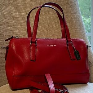 COACH Red Saffiano Leather Mini-Satchel